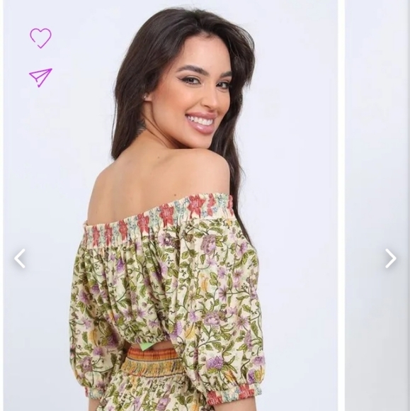 Farm Rio Crop puff sleeve top NWT - Picture 2 of 5